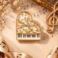Sundry & Sound Co - Gold and White Rhinestone Piano Brooch