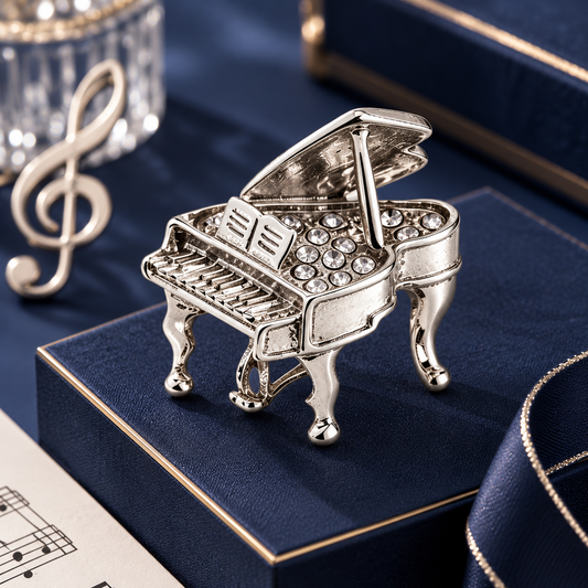 Sundry & Sound Co - Silver Grand Piano Brooch with Rhinestones