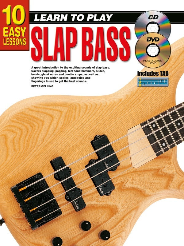 10 Easy Lessons Learn To Play Slap Bass Book (Book/Audio/Video)