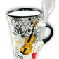 CAPPUCCINO MUG WITH SPOON VIOLIN WHITE