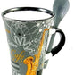 CAPPUCCINO MUG WITH SPOON SAXOPHONE GREY