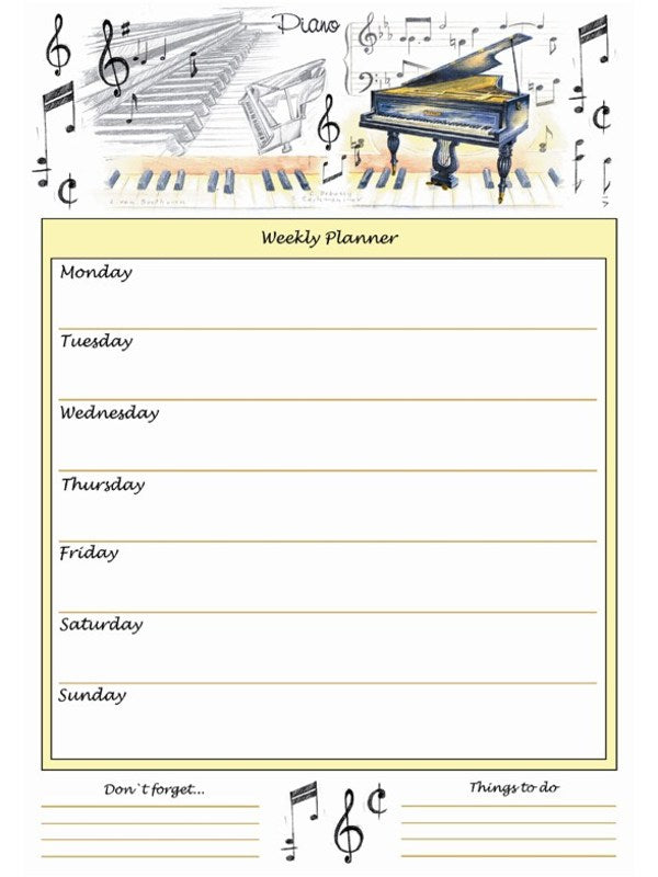 A4 WEEKLY PLANNER PIANO DESIGN