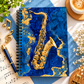 A5 Blue & Gold Marble Saxophone Spiral Notebook (100 Pages)