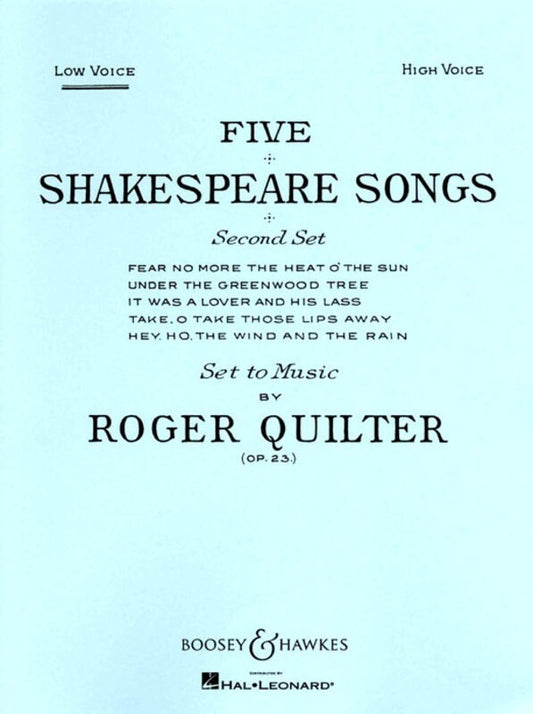 Five Shakespeare Songs Op 23 Low Voice