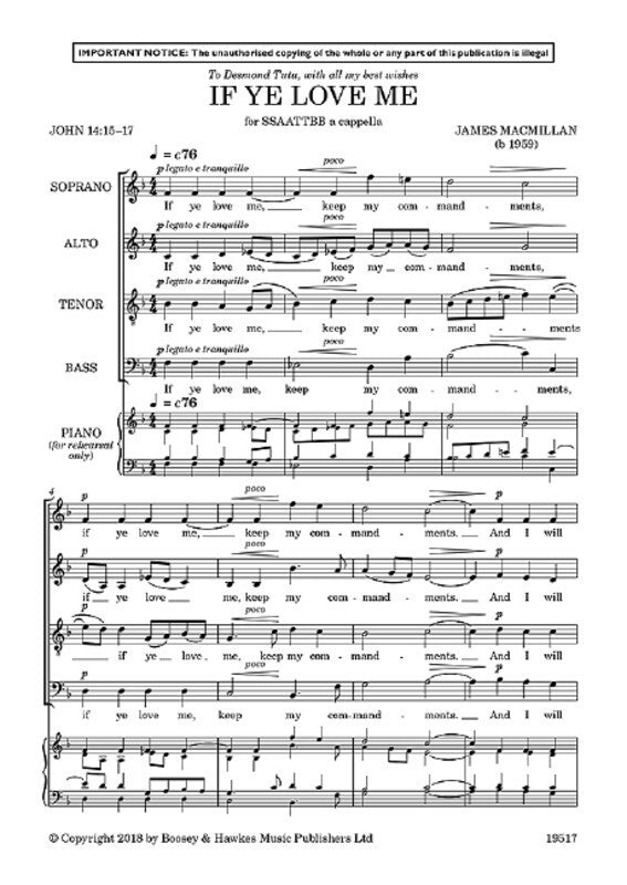 If Ye Love Me - SSAATTBB A Cappella Sheet Music
