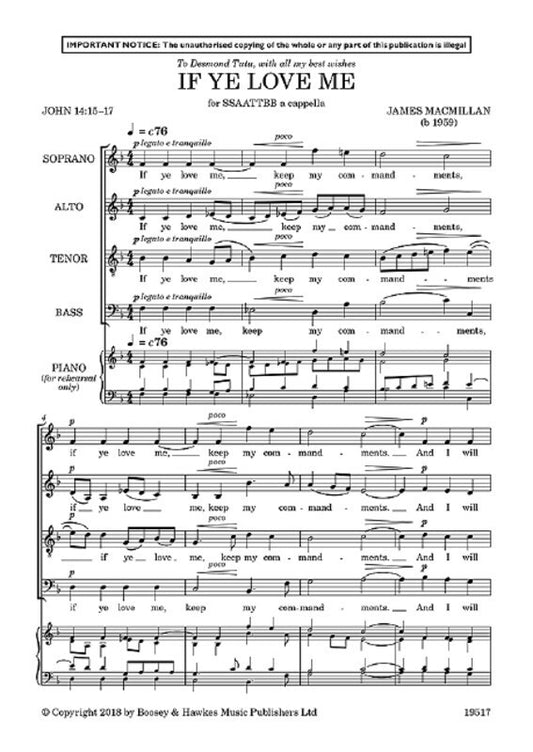 If Ye Love Me - SSAATTBB A Cappella Sheet Music