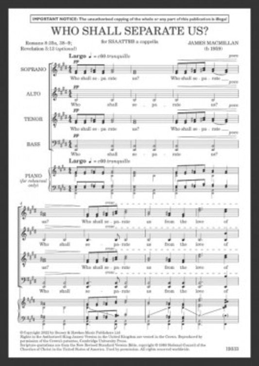Who Shall Separate Us? SSAATTBB A Cappella Vocal Sheet Music