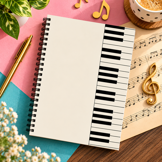 A5 Classic Piano Keys Spiral Notebook (60 Pages)