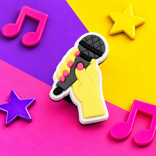 Microphone And Hand Croc Shoe Charm - Put Music in Every Step