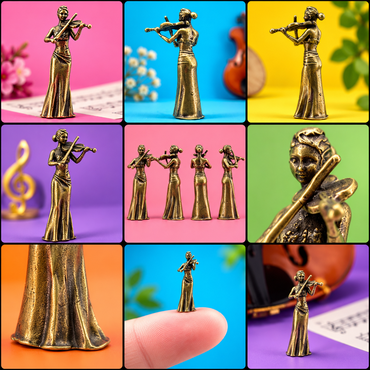 Sundry & Sound - Miniature Solid Brass Violinist Ornament (3.2cm)