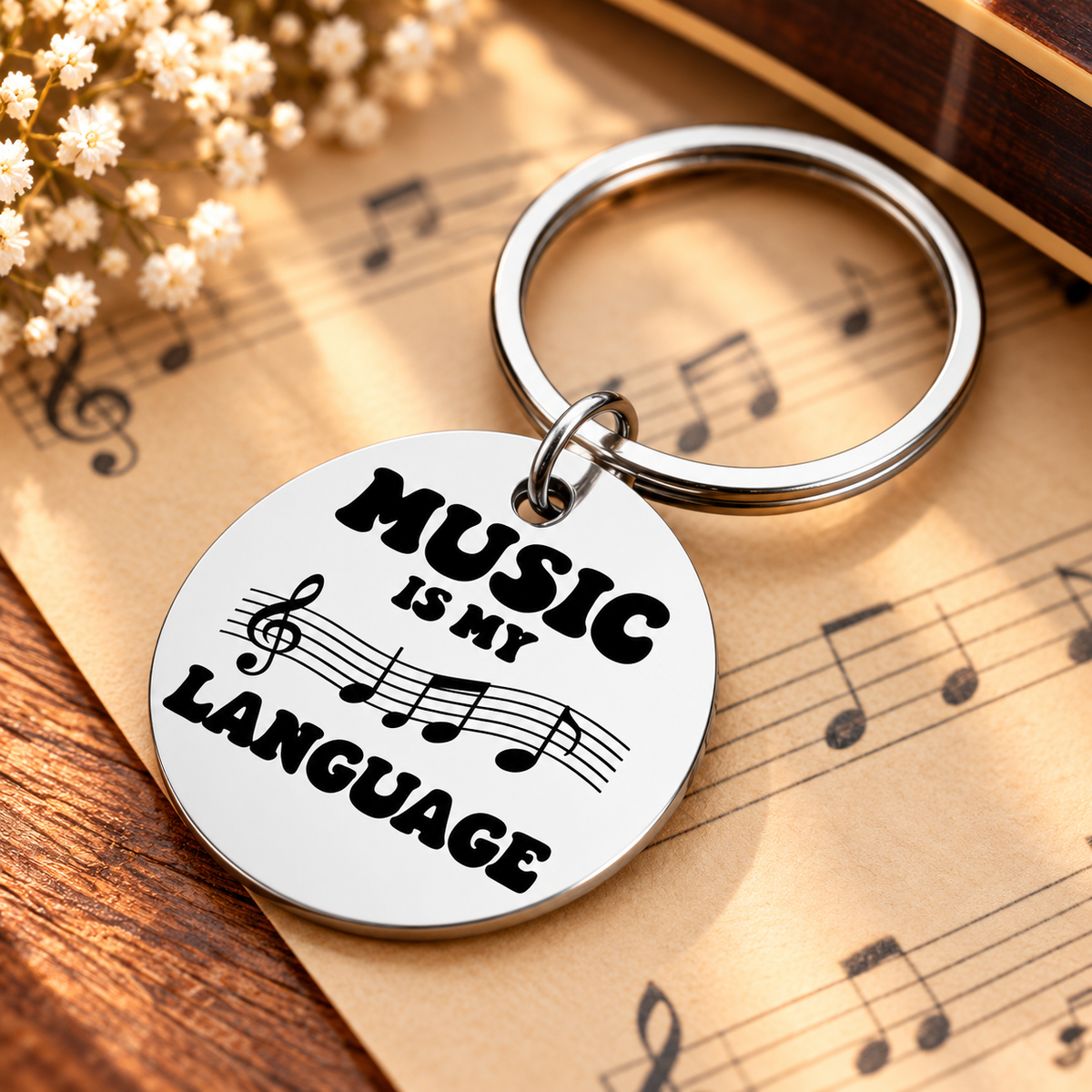 Music is My Language Stainless Steel Keyring