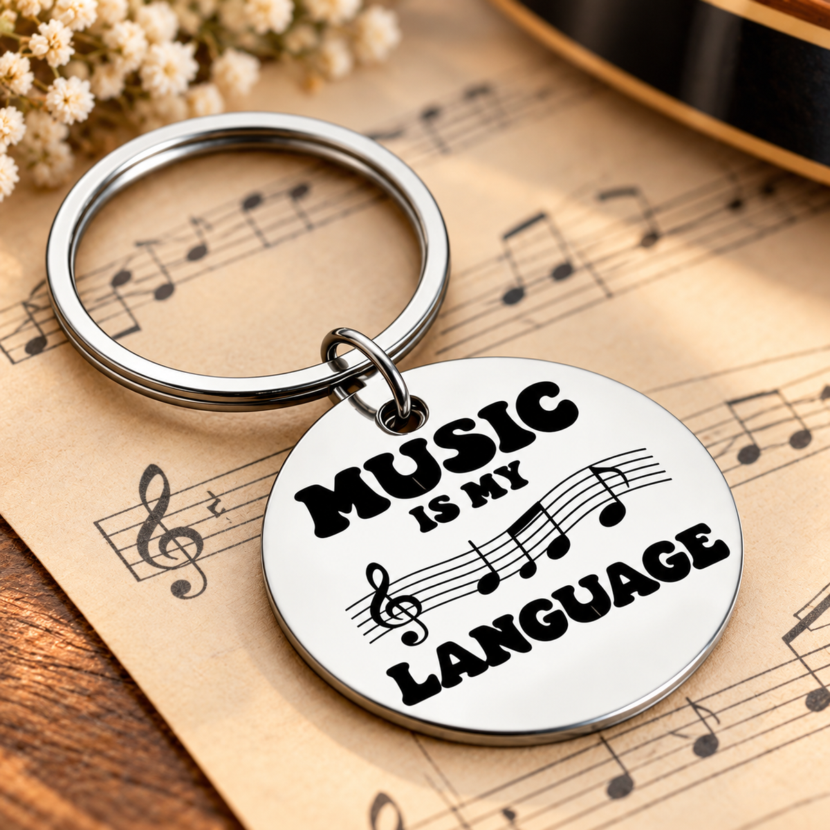 Music is My Language Stainless Steel Keyring