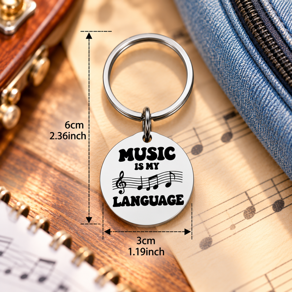 Music is My Language Stainless Steel Keyring