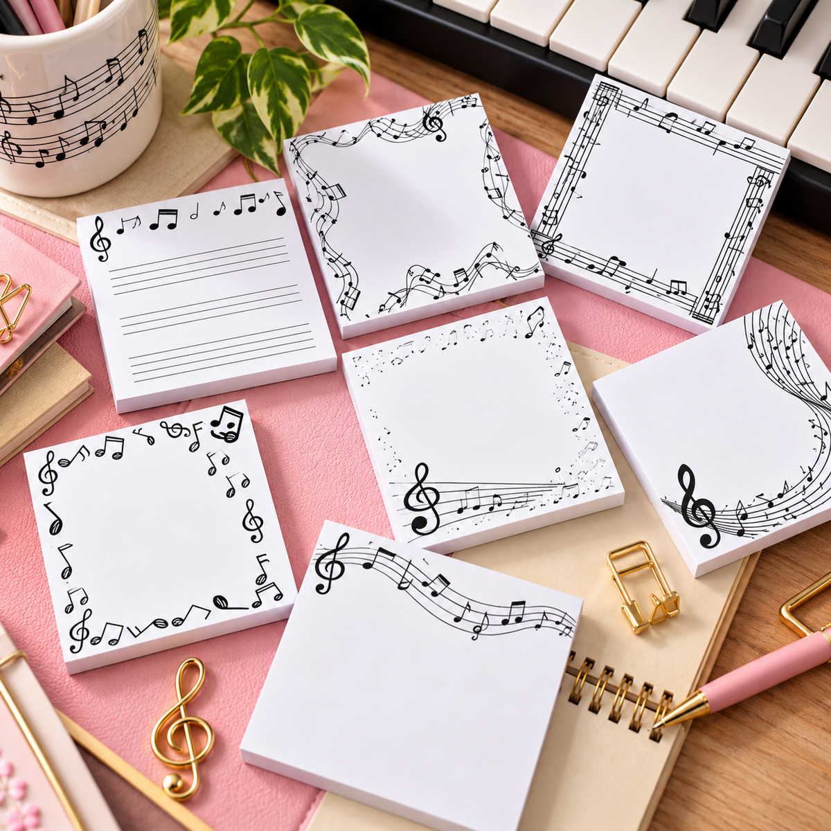 Music Sticky Notes – 4 Pad Set (80 Sheets) – Assorted Musical Designs