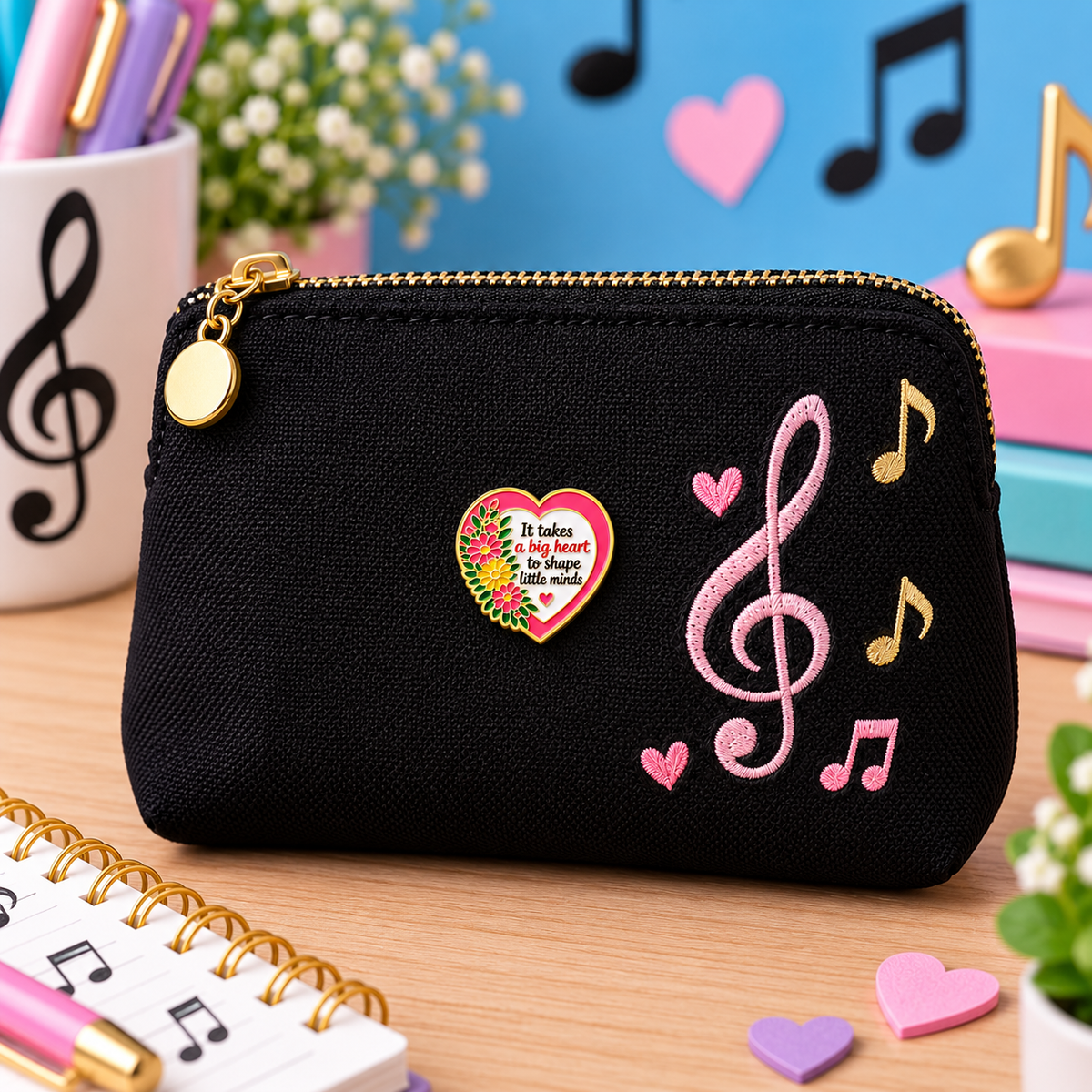 Sundry & Sound Co- It Takes a Big Heart to Shape Little Minds Enamel Pin