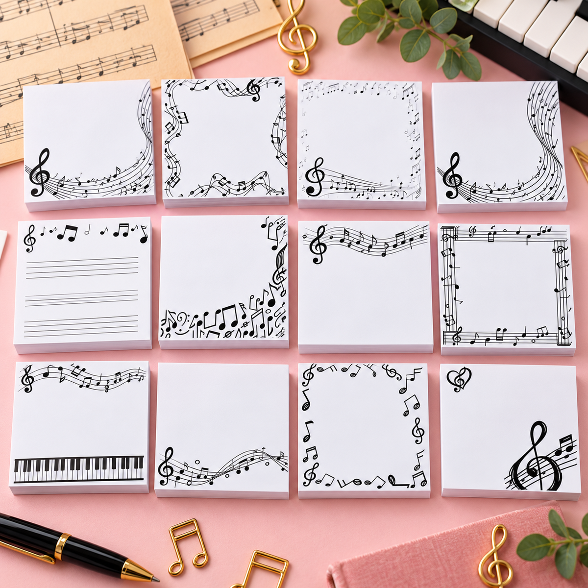 Music Sticky Notes – 4 Pad Set (80 Sheets) – Assorted Musical Designs