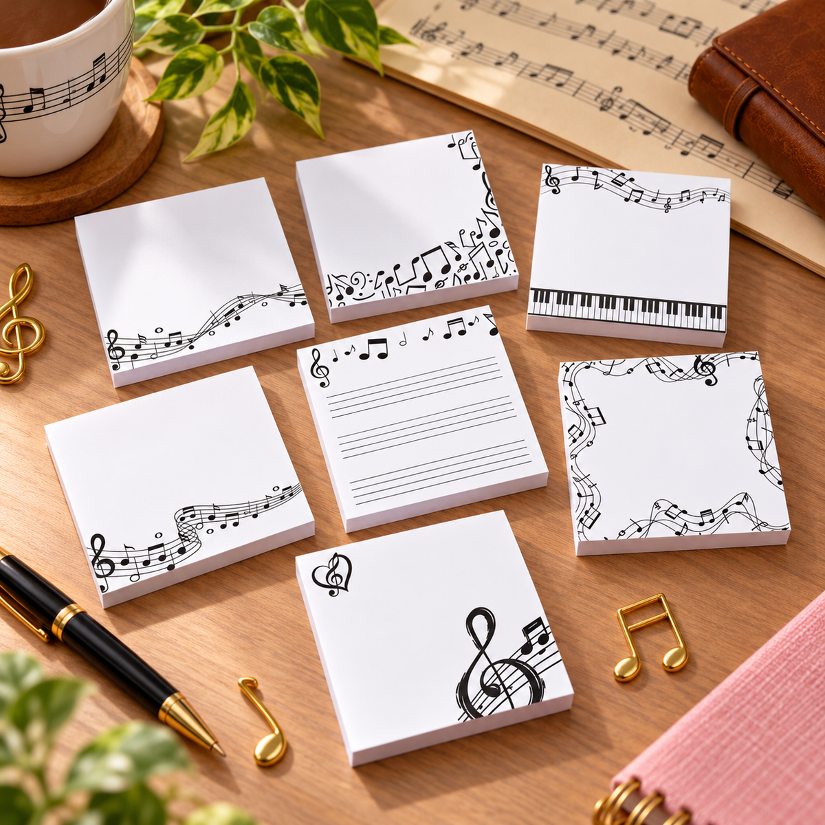 Music Sticky Notes – 4 Pad Set (80 Sheets) – Assorted Musical Designs