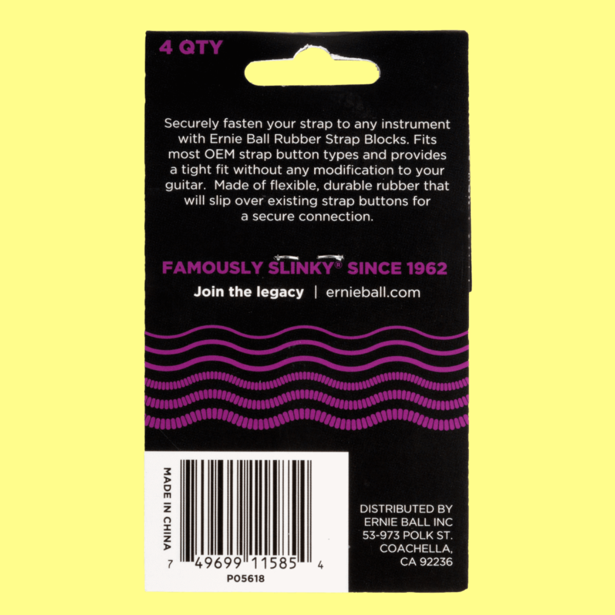 Ernie Ball Strap Blocks 4-Pack - Purple