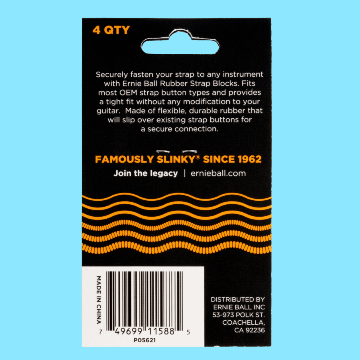 Ernie Ball Strap Blocks 4-Pack -Orange