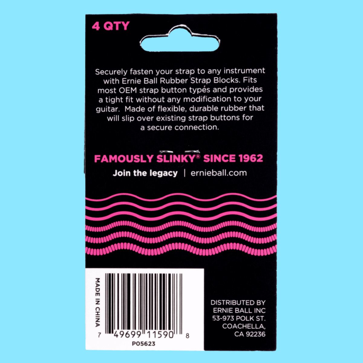 Ernie Ball Strap Blocks 4-Pack - Pink