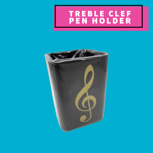 Gold Treble Clef Square Plastic Pen Holder Giftware