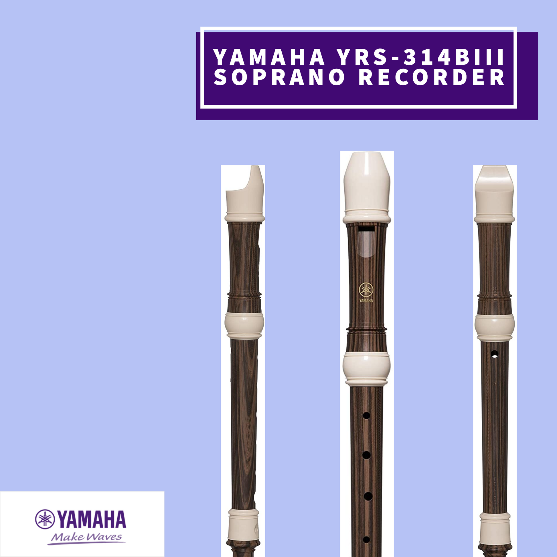 Yamaha Yrs-314Biii Simulated Makassar Ebony Abs Resin Soprano Recorder (Key Of C) Musical