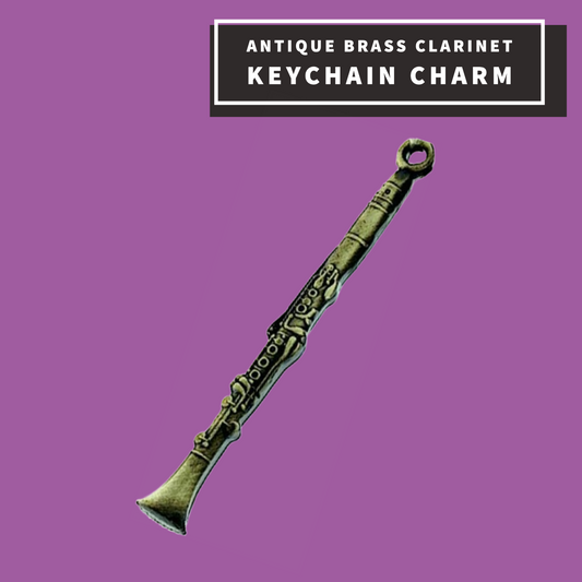 Antique Brass Clarinet Keychain Charm Giftware