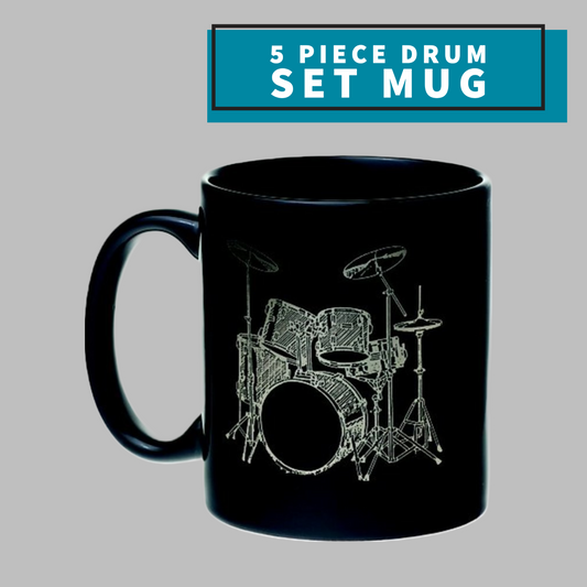 5 Piece Drum Set Mug (Black And Silver) Giftware