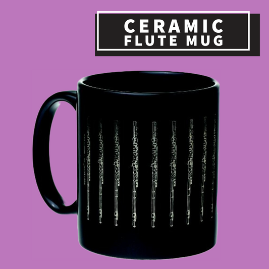 Ceramic Flute Mug - (Black And Silver) Giftware