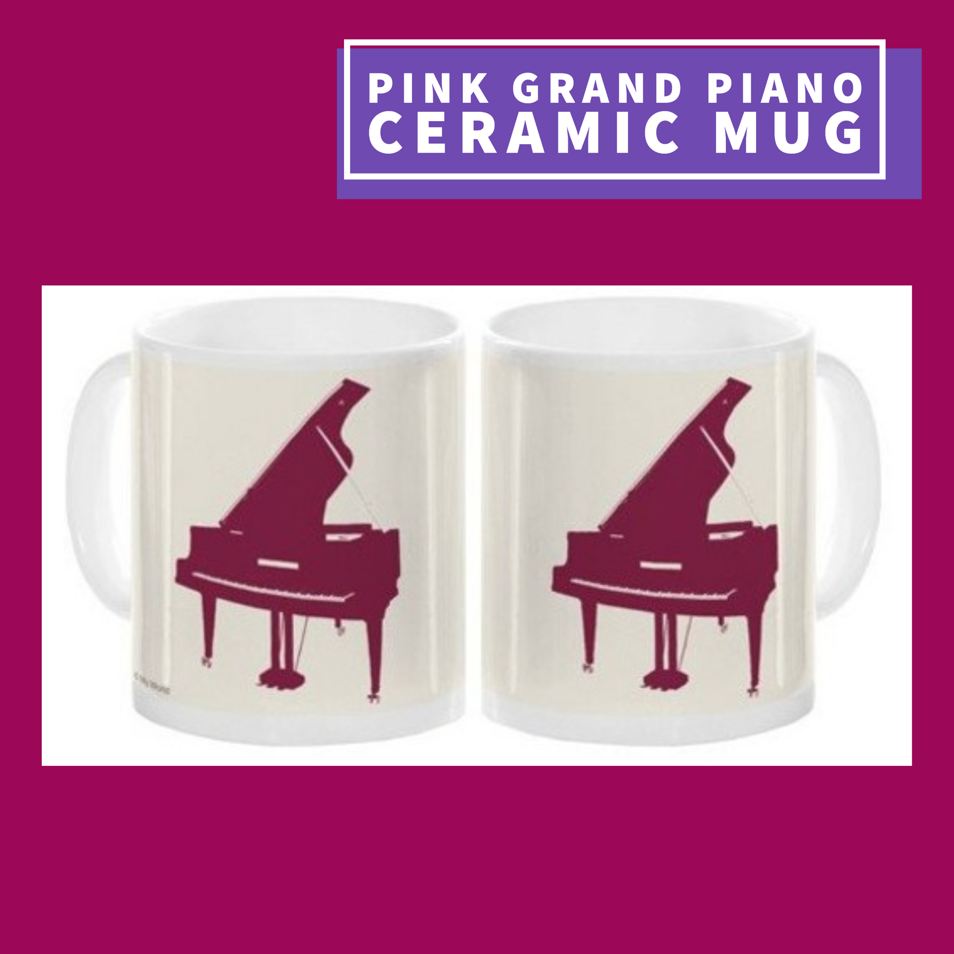 Pink Grand Piano Ceramic Mug Giftware