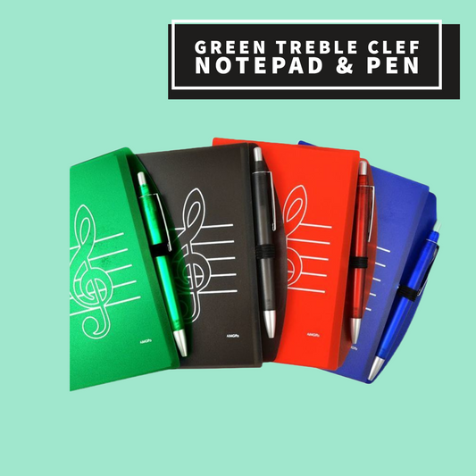 Green Treble Clef Notepad & Pen