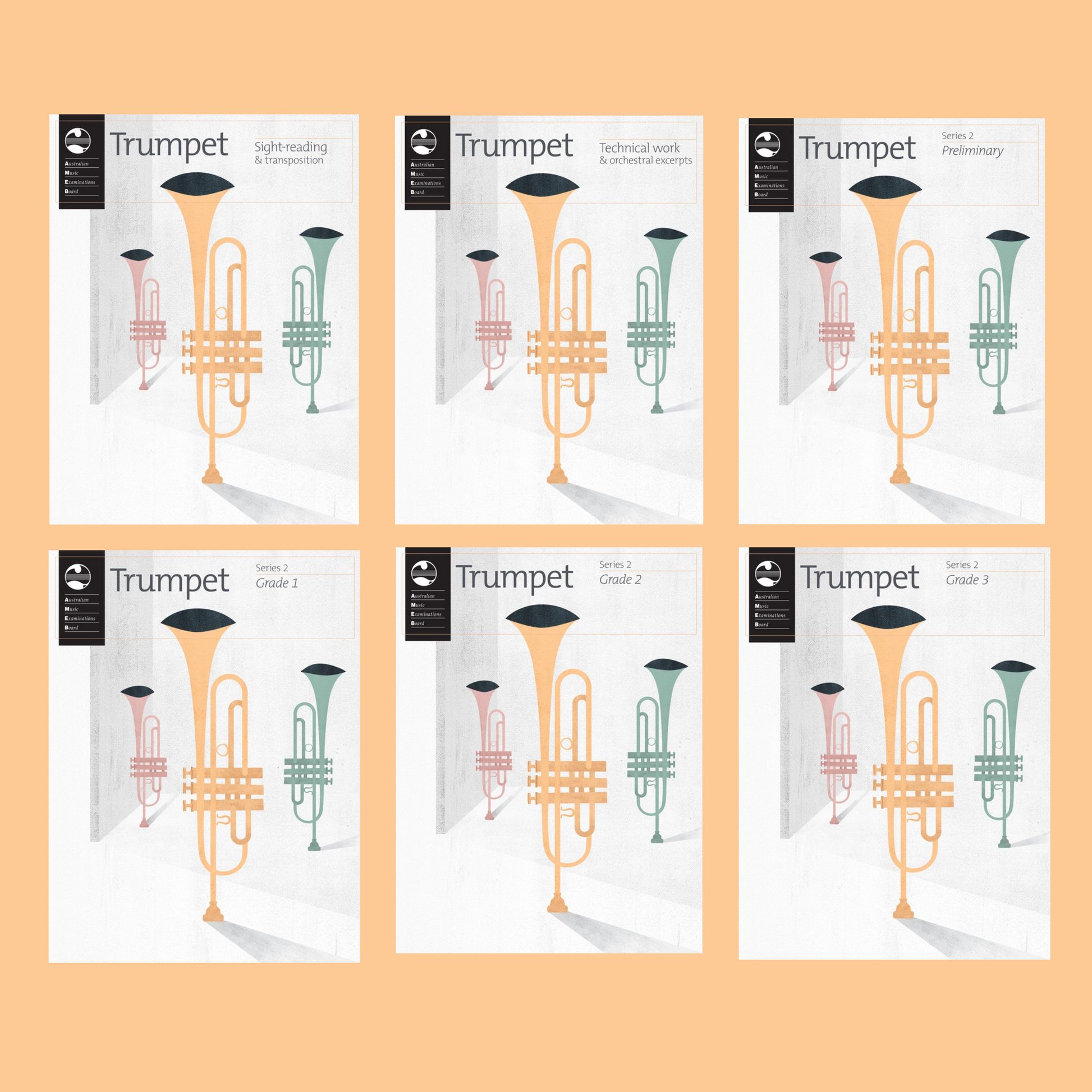 AMEB Trumpet Series 2 - Teacher's Pack C (Preliminary - Grade 3) + Technical & Sight Reading- 6 Books