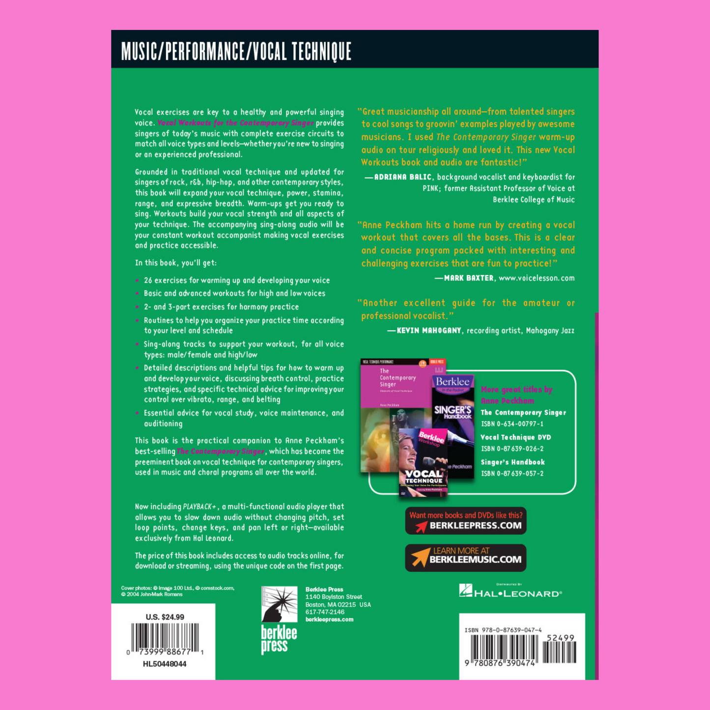 Vocal Workouts For Contemporary Singer Book/Ola
