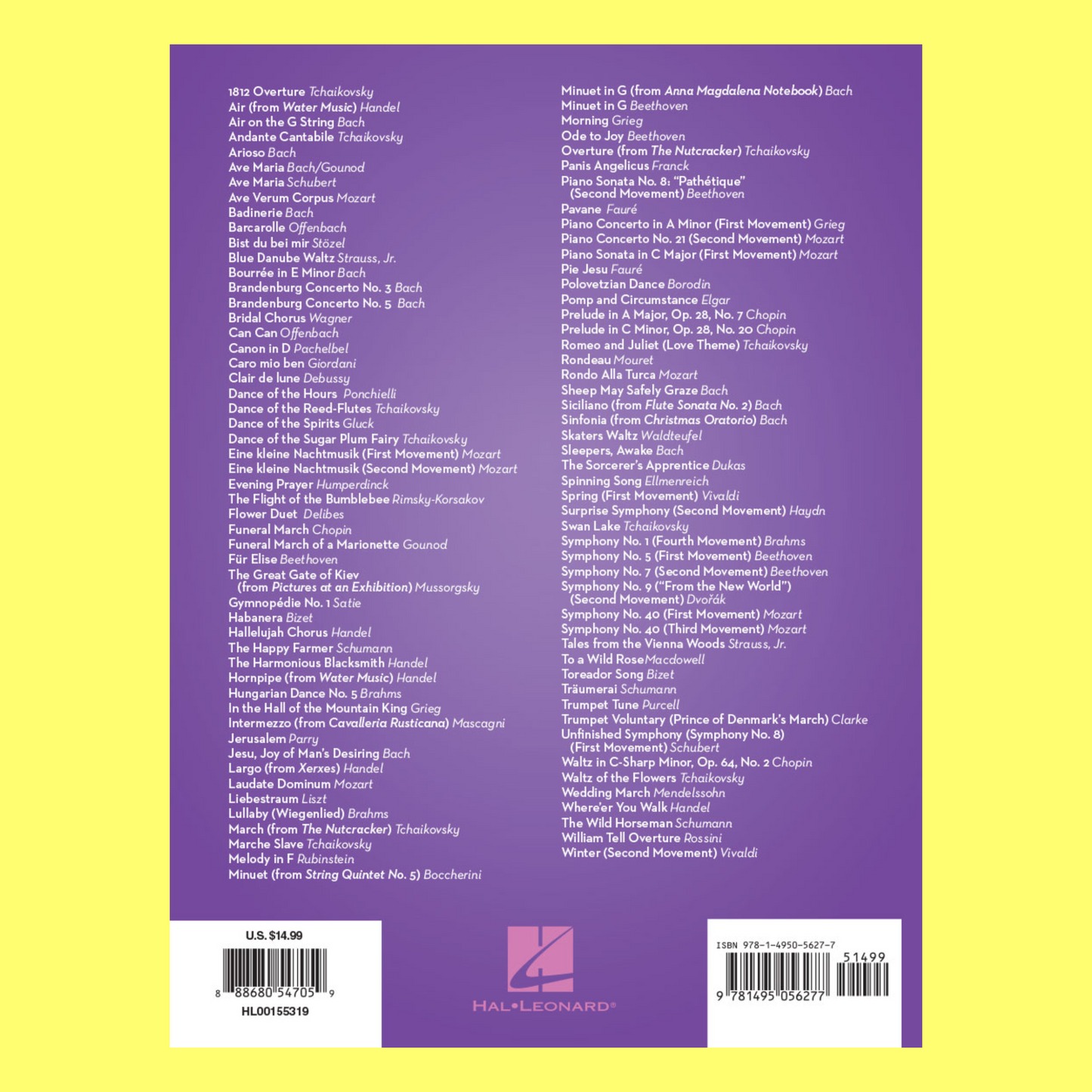 101 Classical Themes For Tenor Saxophone Book