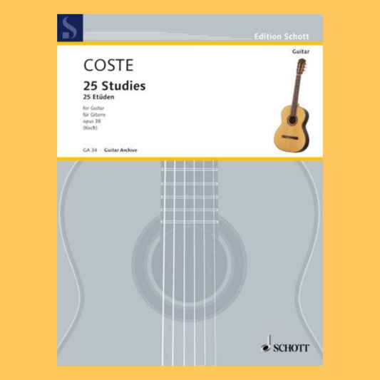Coste - 25 Studies Opus 38 For Guitar Book