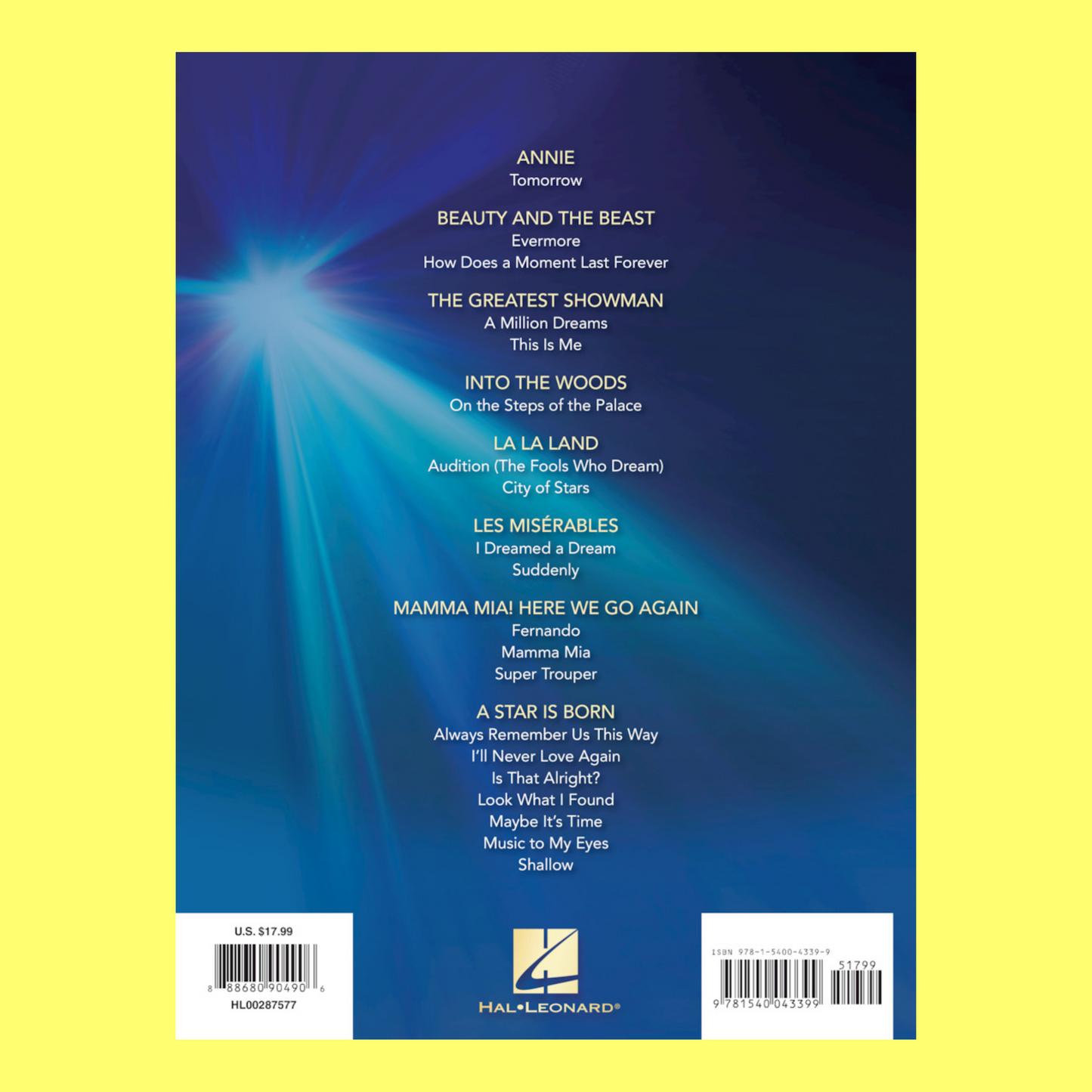Songs From A Star Is Born, La La Land, Greatest Showman For Easy Piano Book