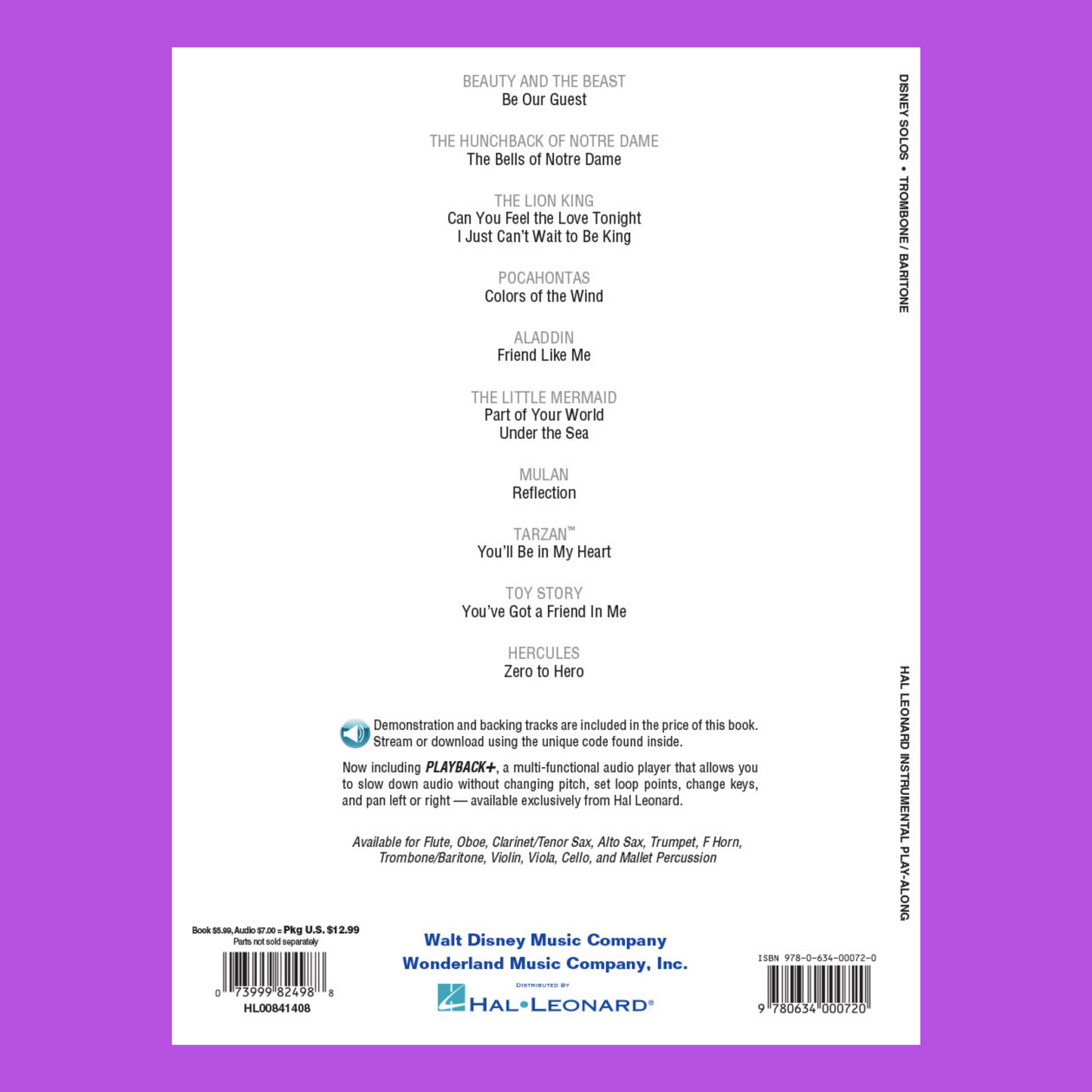 Disney Solos - For Trombone/Baritone Play Along Book/Ola