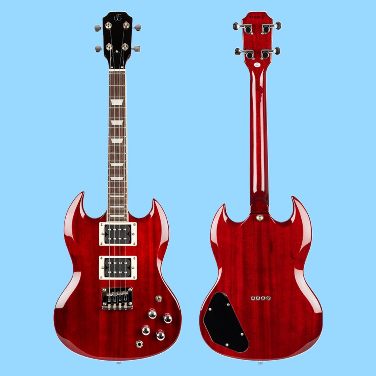 Flight - Pioneer Solid Body Cherry Red Electric Ukulele with Deluxe Padded Gig Bag