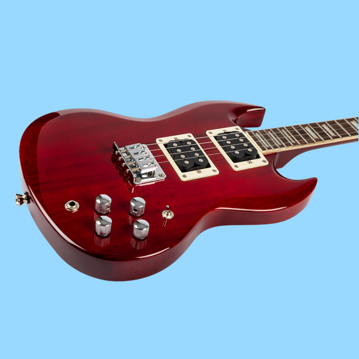 Flight - Pioneer Solid Body Cherry Red Electric Ukulele with Deluxe Padded Gig Bag