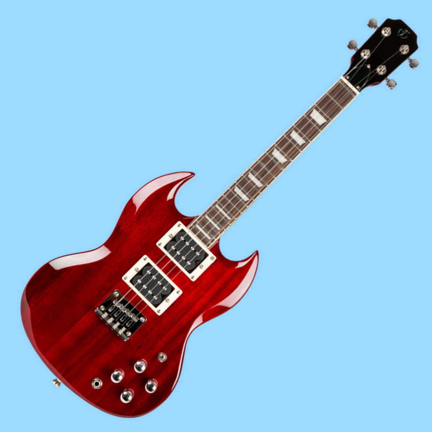 Flight - Pioneer Solid Body Cherry Red Electric Ukulele with Deluxe Padded Gig Bag