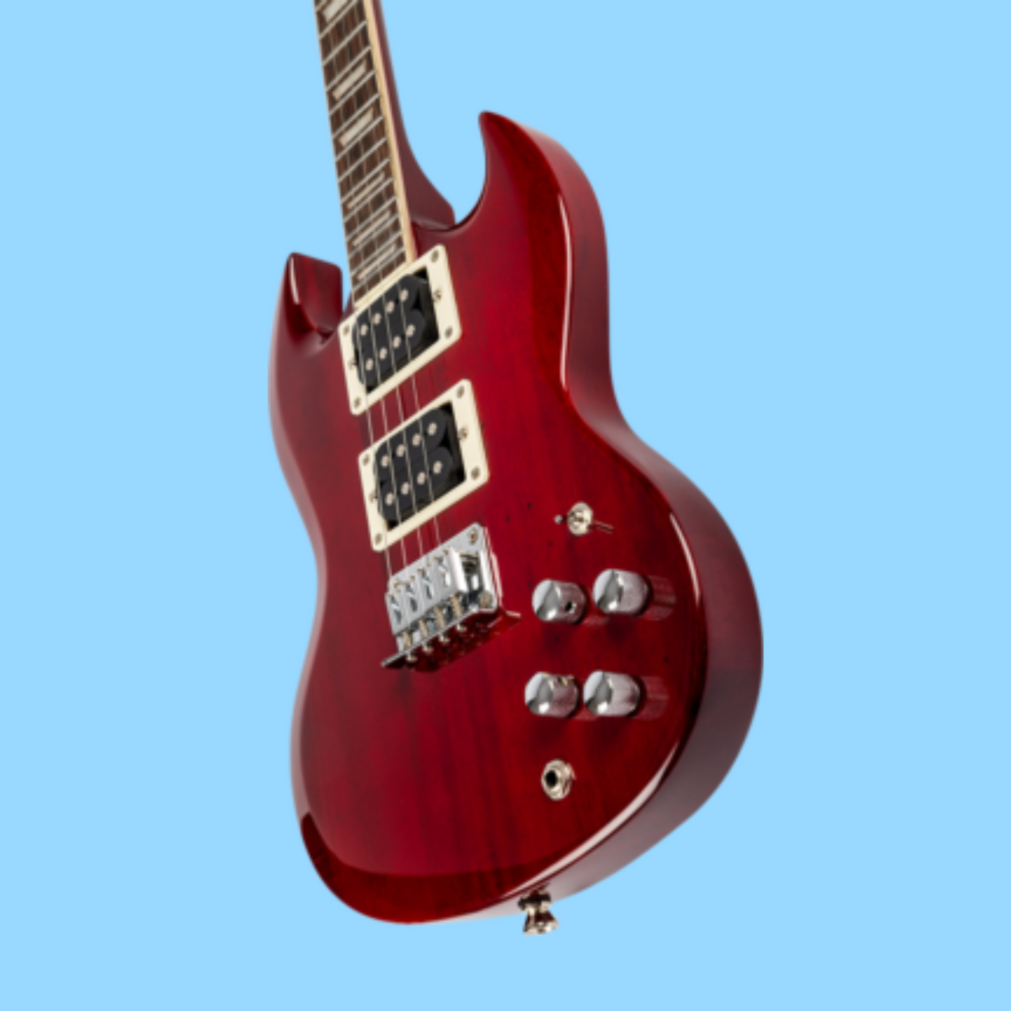 Flight - Pioneer Solid Body Cherry Red Electric Ukulele with Deluxe Padded Gig Bag