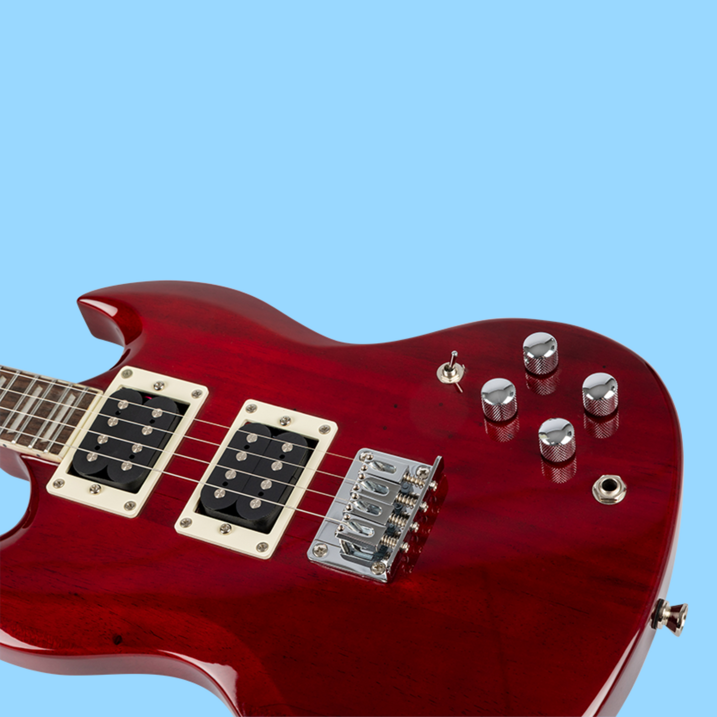 Flight - Pioneer Solid Body Cherry Red Electric Ukulele with Deluxe Padded Gig Bag