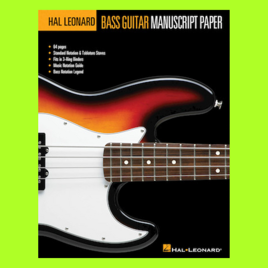 Hal Leonard Bass Guitar - Standard Notation & Tablature Manuscript Book (64 Pages)