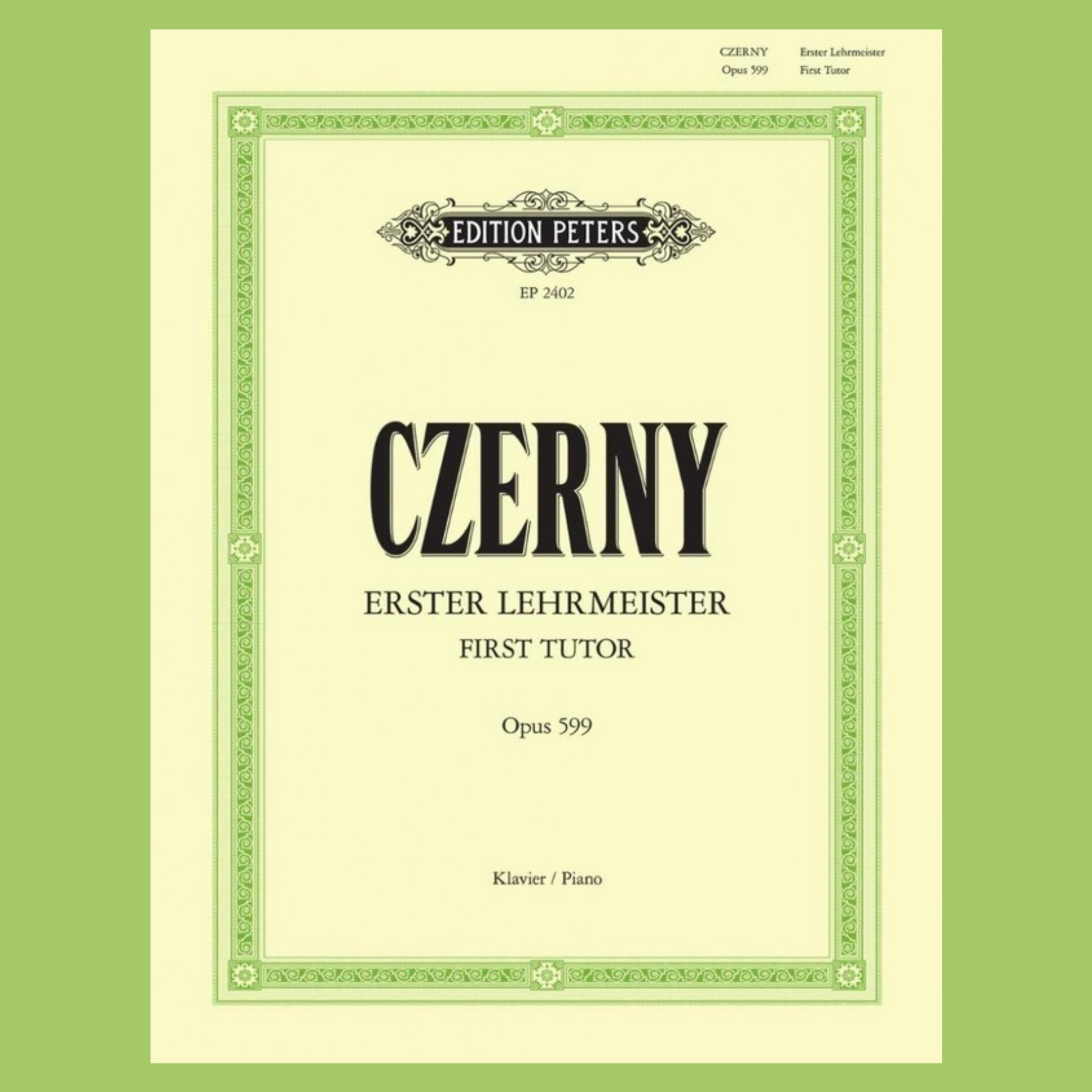 Czerny - First Tutor Op 599 100 Short Exercises For Piano Book