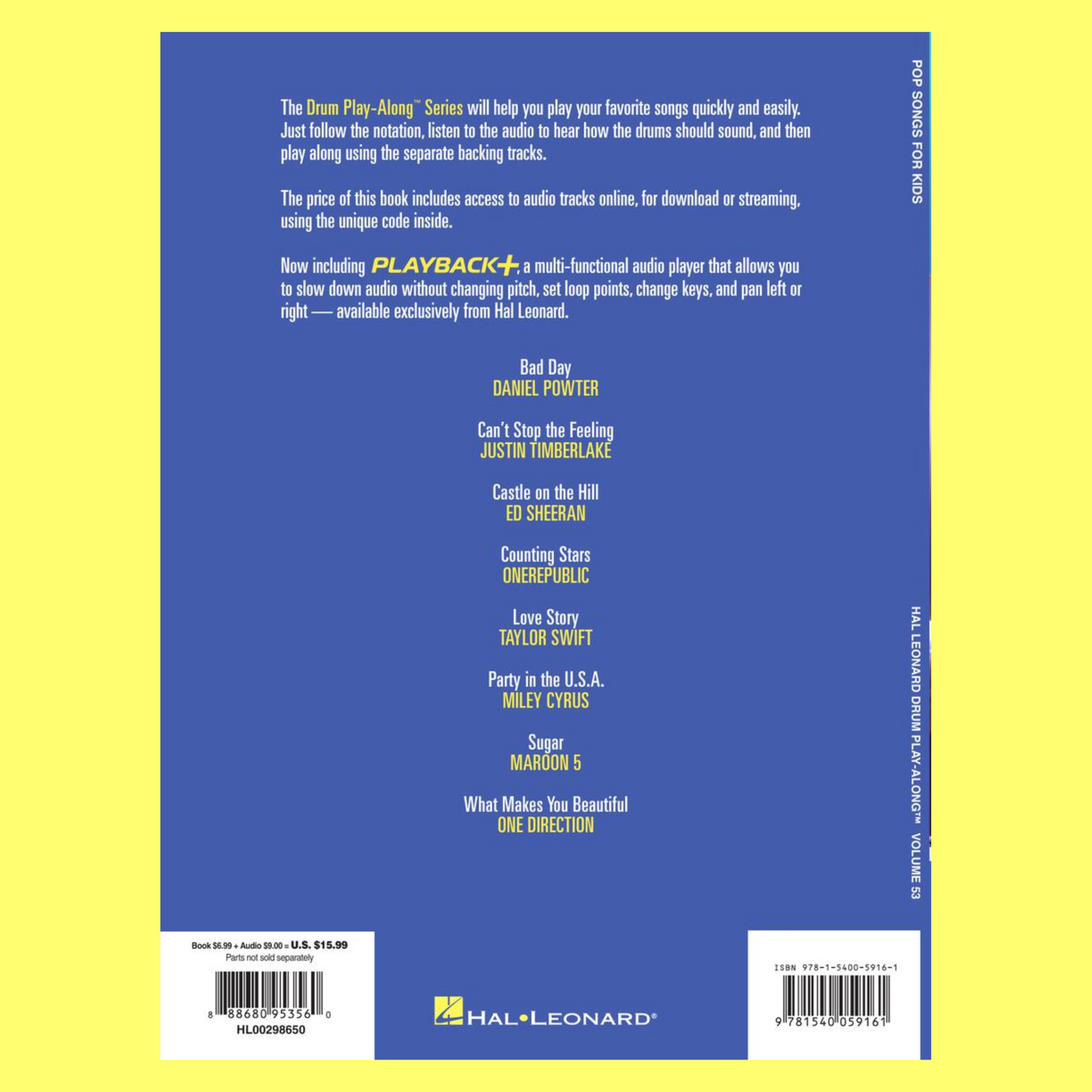 Pop Songs For Kids - Drum Play Along Volume 53 Book/Ola
