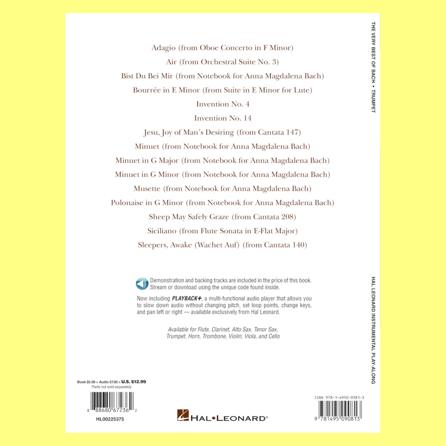 The Very Best Of Bach For Trumpet - Play Along Book/Ola