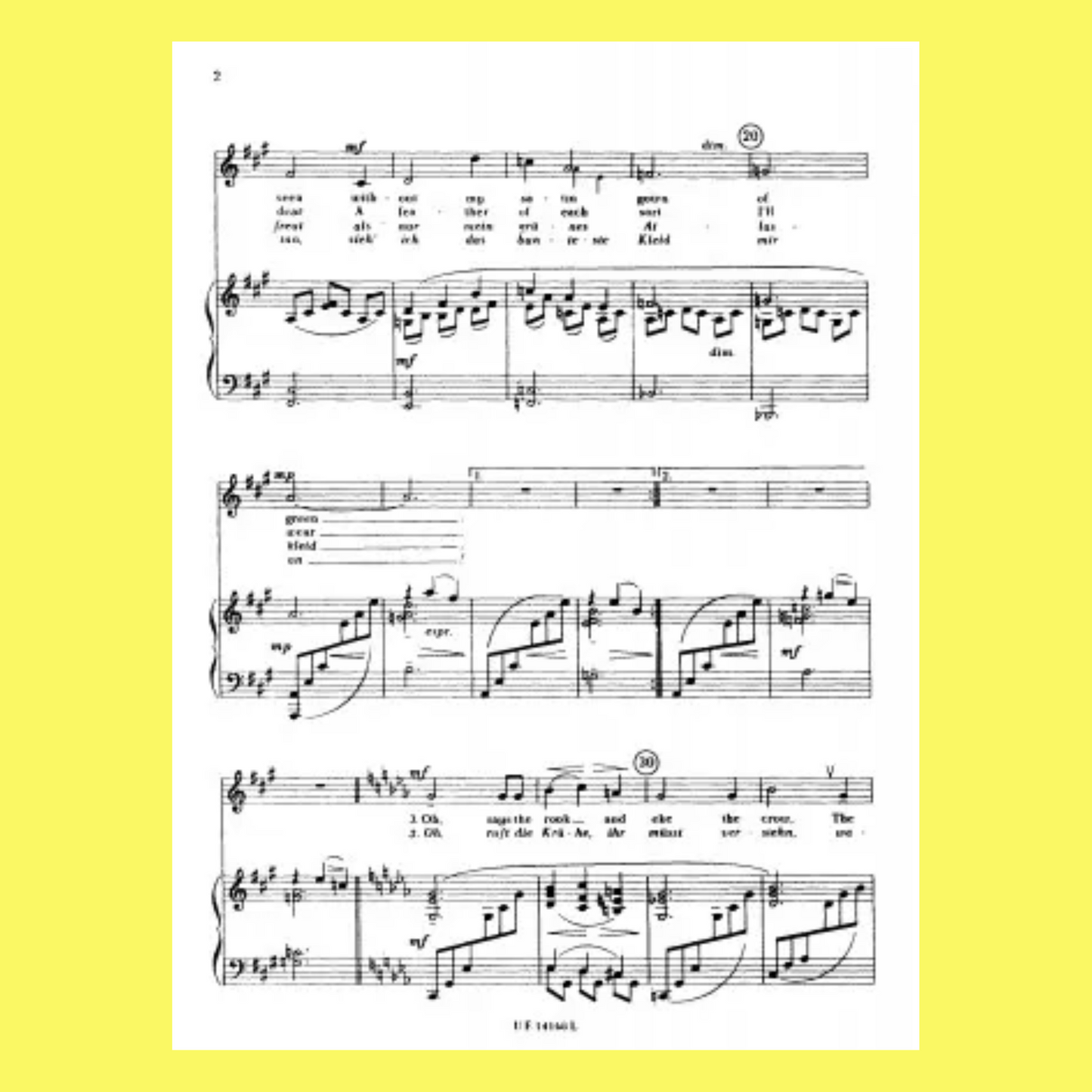 Richard Rodney Bennett - The Aviary Unison Voices with Piano Accompaniment Book