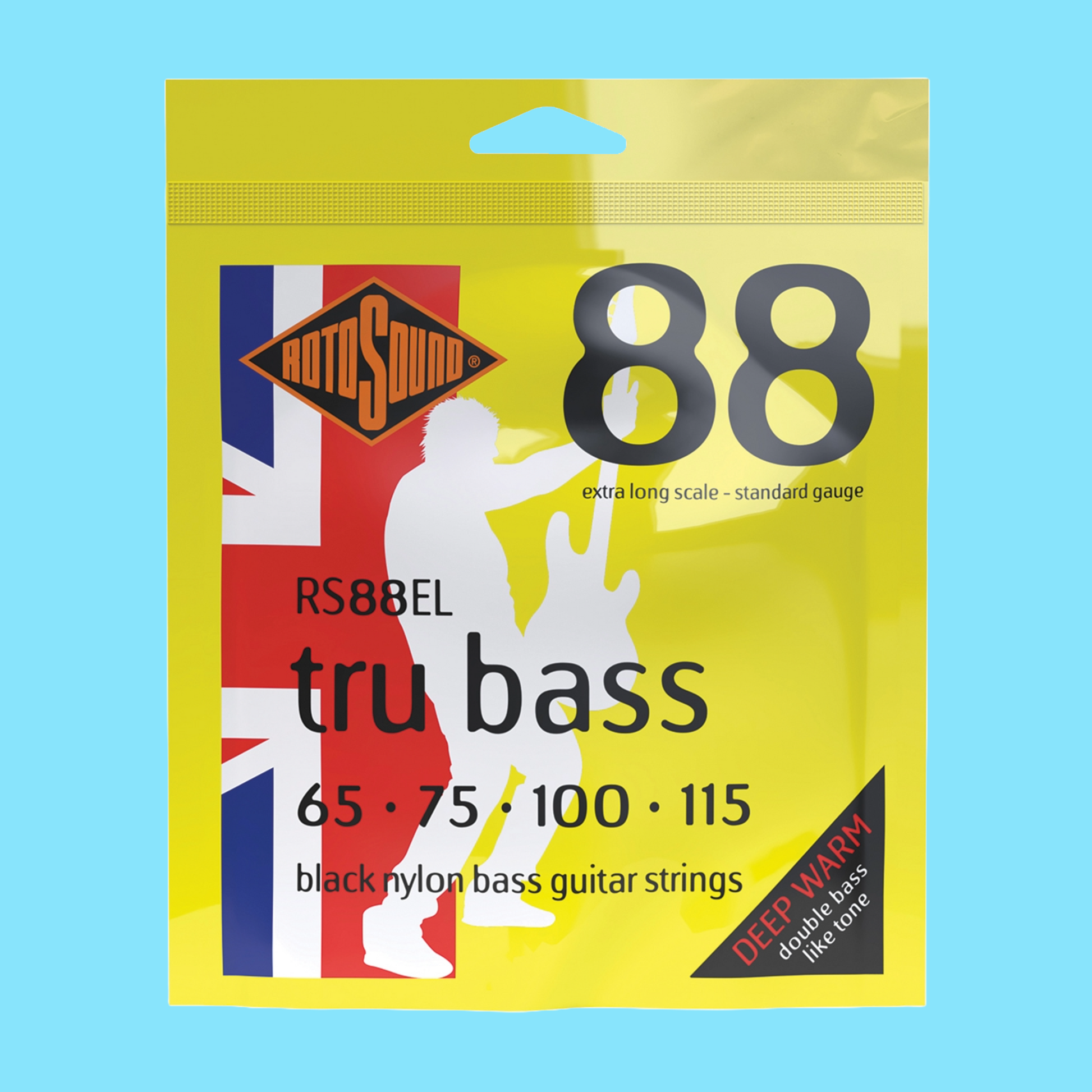 Rotosound Tru Bass Guitar Strings 88 Black Nylon Tapewound 65-115 Extra Long Scale