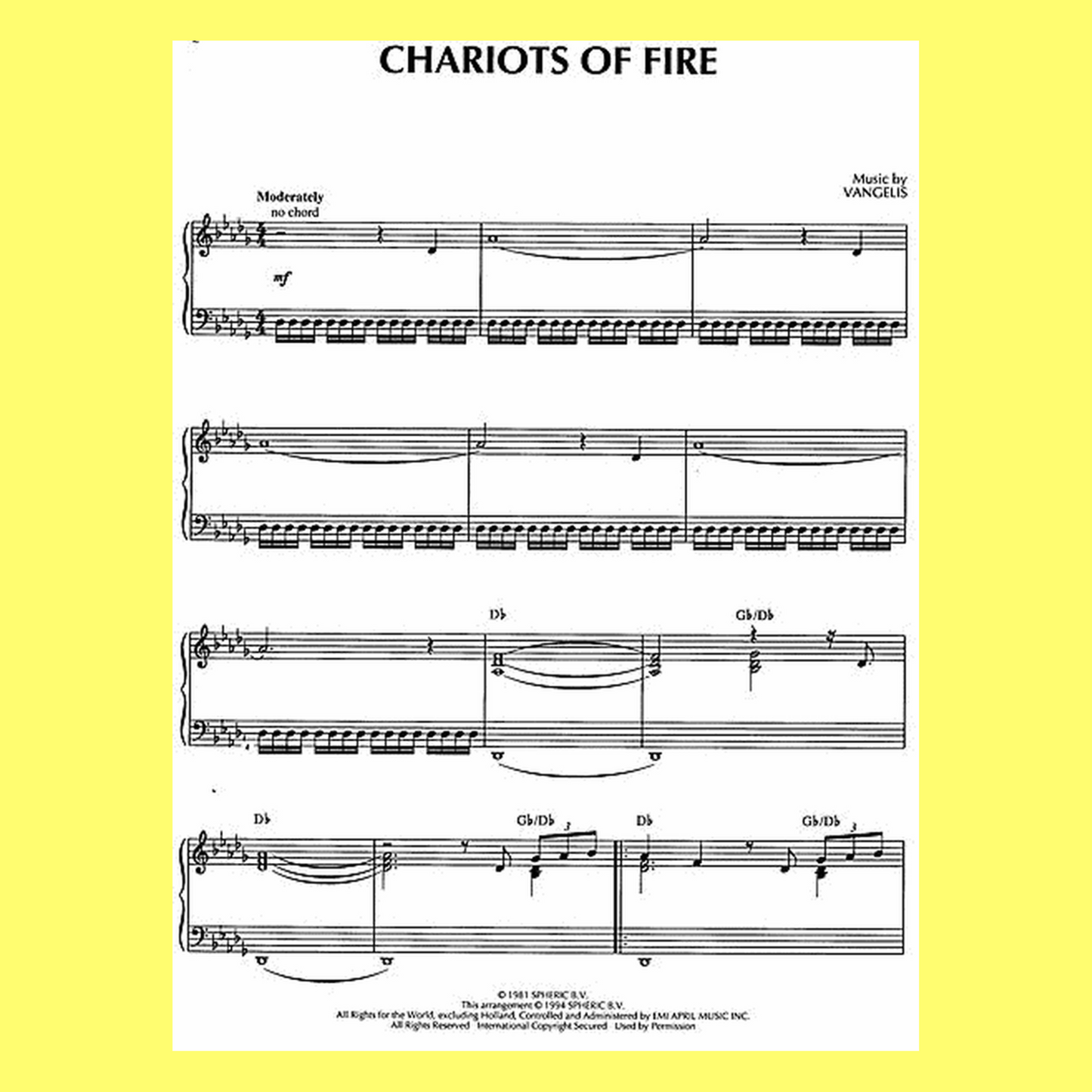 Chariots Of Fire Theme - Piano Solo Sheet Music