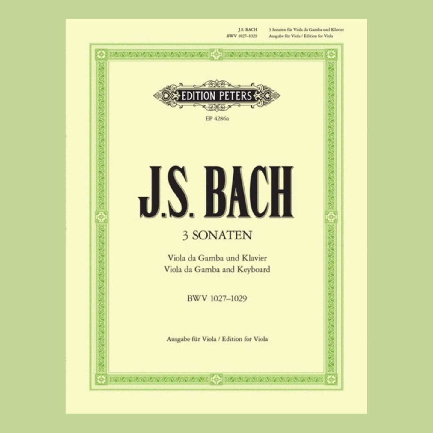 J.S Bach - 3 Viola Da Gamba Sonatas BWV 1027-1029 Viola with Piano Book